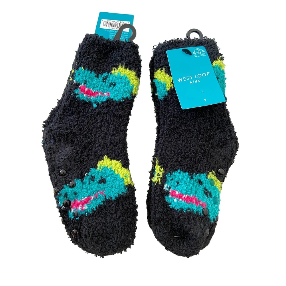 West Loop Kids 2 pair fuzzy socks shoe size 4-8.5 - Picture 2 of 3